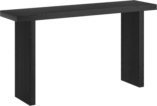 Henn&Hart 55'' Wooden Rectangular Fluted Console Table Entryway Table, Sofa Table for Entryway, Living Room, Couch, Hallway, or Office, Black Grain