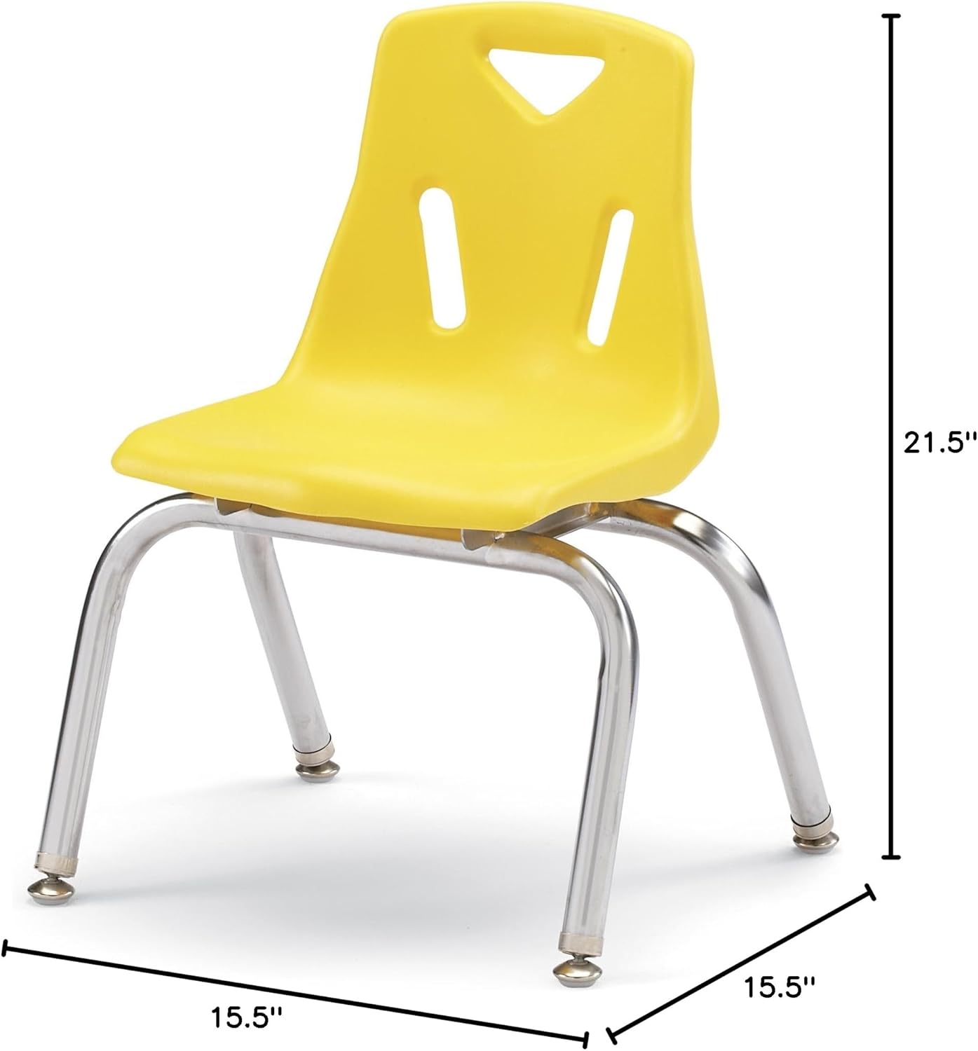 Berries 8140JC1007 Stacking Chair with Chrome-Plated Legs, 10" Height, Yellow