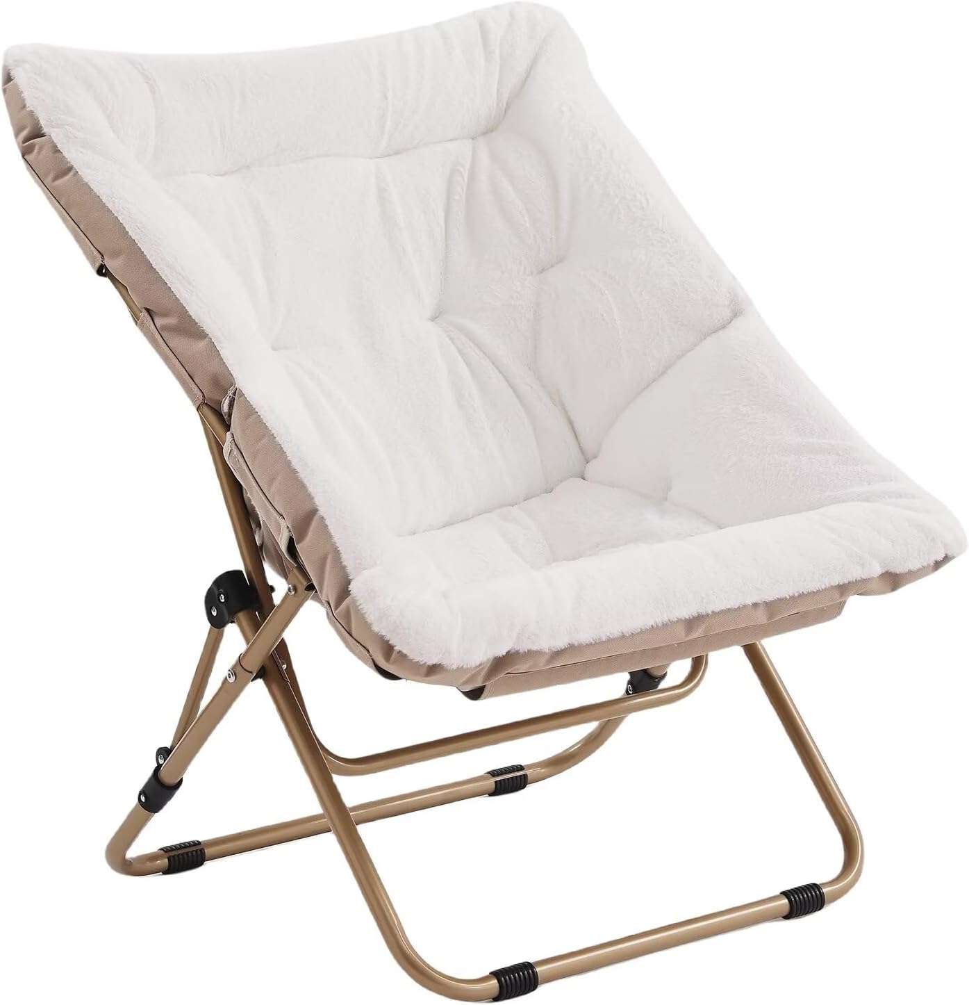 Tiita Comfy Folded Chair, Soft Faux Fur Oversized Folding Accent Chair, Lounge Lazy Chair for Kids Teens Adults, Metal Frame Moon Chair for Bedroom, Living Room, Dorm Rooms