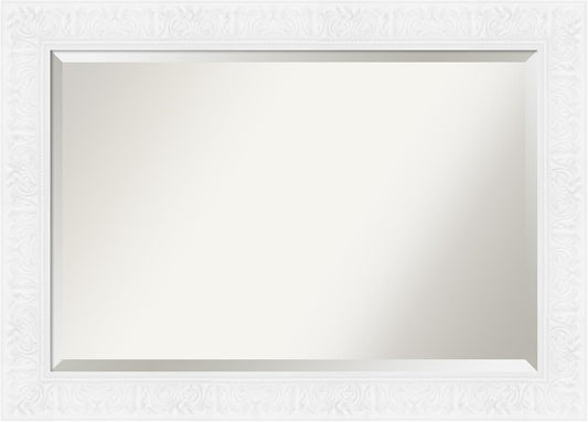 Amanti Art White Bathroom Mirror for Over Sink, 31x43 Luxe White Rectangle Vanity Mirror, Large Traditional Frame, Hangs Horizonally and Vertically, Bathroom Wall Decor, Beveled Edge