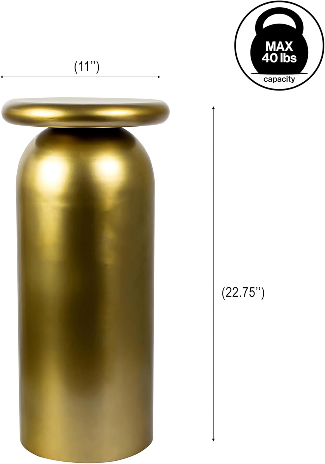 JONATHAN Y END1008B Miles 22.75" Mid-Century Modern Metal Sleek Cylinder Drink Table, Gold for Living Room, Bedroom, Office, Bathroom