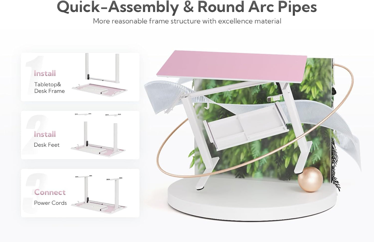 INNOVAR Glass Standing Desk with Drawers, Adjustable Height Electric Stand Up Desk, Small Standing Desks with Storage, 40 inch, Morandi Powder