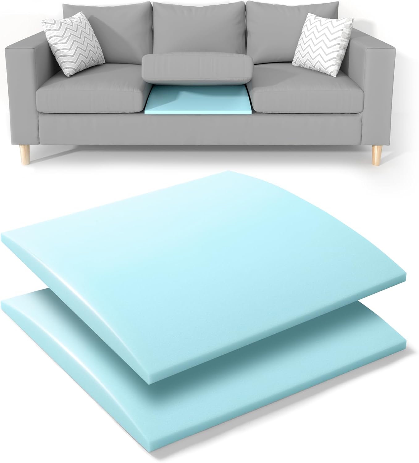 Tromlycs Couch Cushion Support for Sagging Cushions Sofa Seat Support Under Arched Foam Sag Repair 24x24 inch Blue, Set of 2