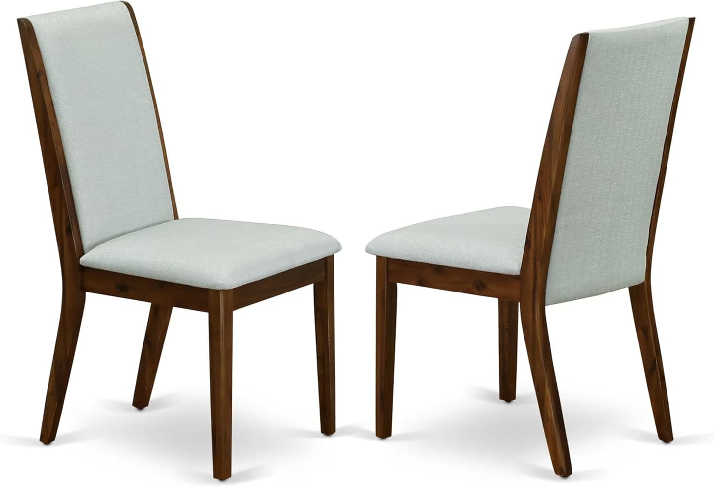 I2LA5-50N-05 - 5-Piece Mid Century Dining Set Includes A Table and 4 Grey Polyester Fabric Mid Century Dining Chairs with High Back, Antique Walnut