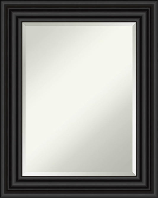 Amanti Art Black Bathroom Mirror for Over Sink, 30x24 Colonial Black Rectangle Vanity Mirror, Medium Traditional Frame, Hangs Horizonally and Vertically, Bathroom Wall Decor, Beveled Edge