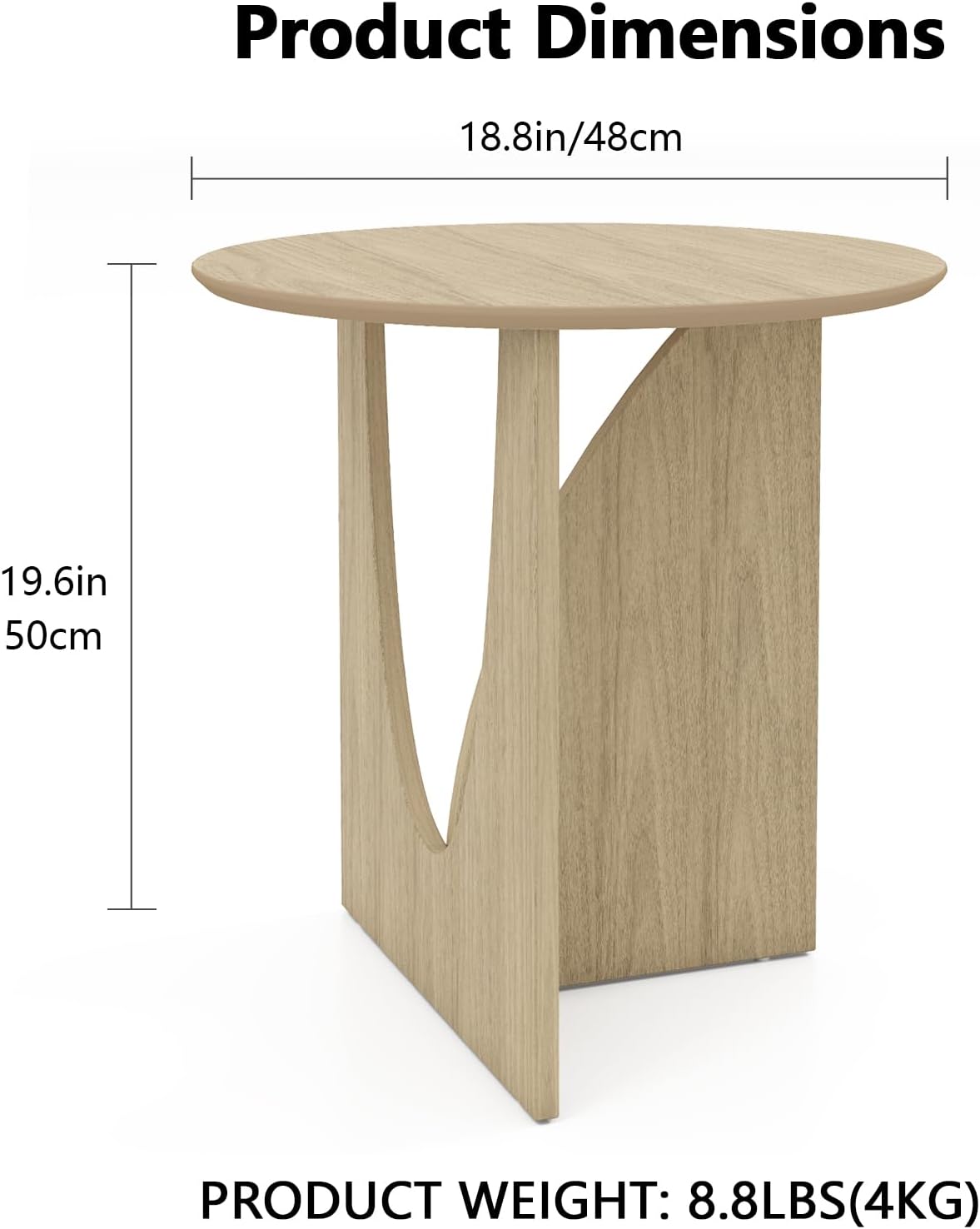 Round and Nature Side Table，Small Coffee Table with Sleek Geometric Design, Easy Assembly Accent Table for Living Room