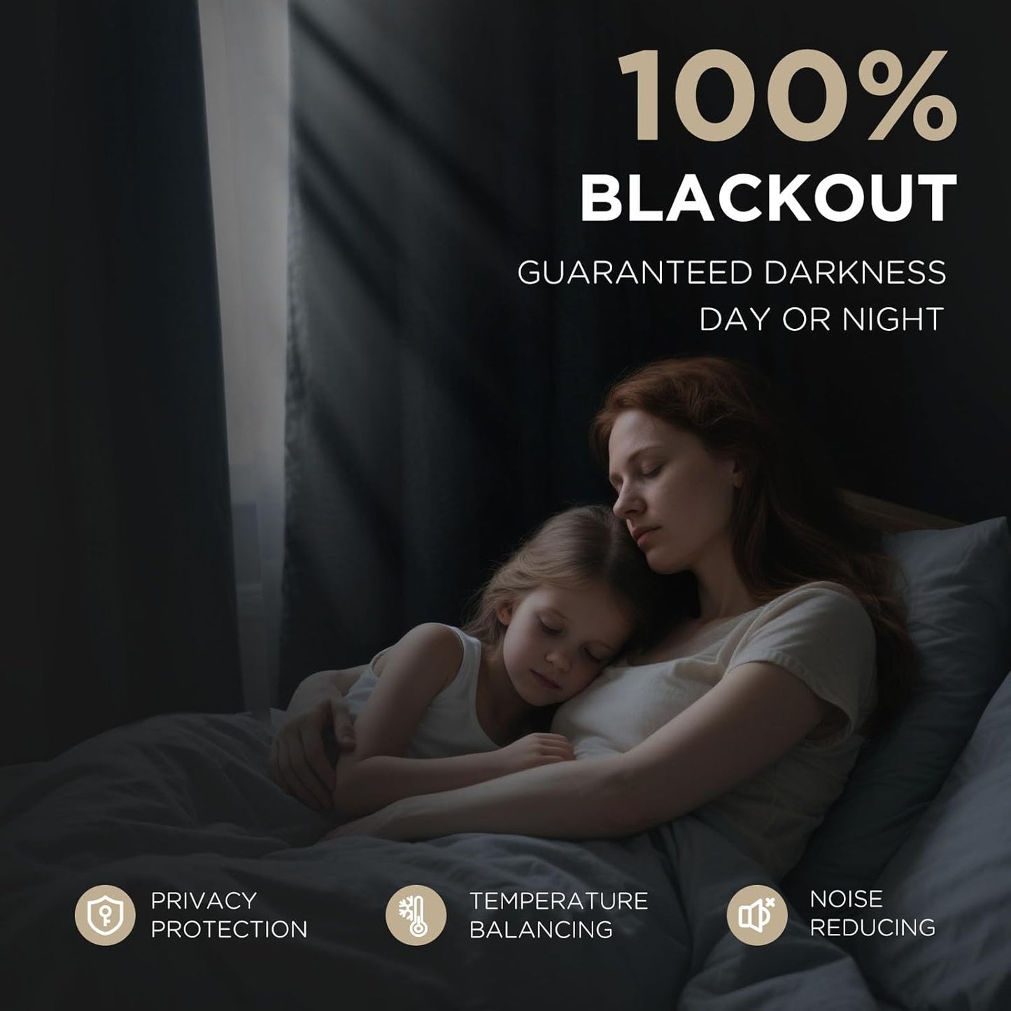 Joydeco 100% Blackout Curtains for Bedroom - Natural Linen Curtains 52"W x 108"L Long, Thermal Insulated 2 Panels Linen Light Blocking Drapes, Rod Pocket & Back Tabs, Darkening Privacy for Living Room