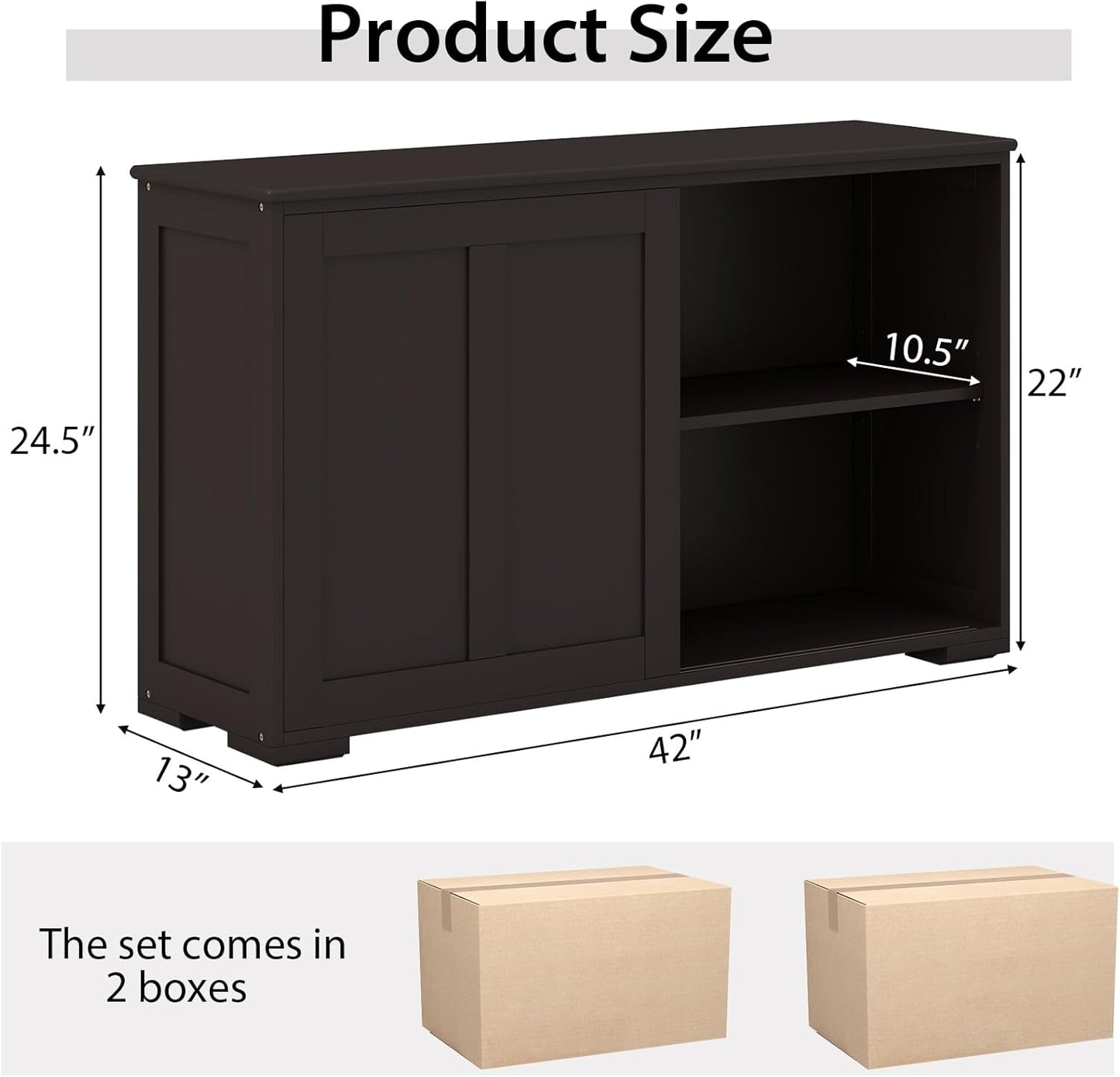 Costzon Sideboard Buffet Cabinet, Wooden Kitchen Storage With Adjustable Shelf, Sliding Barn Door, Accent Coffee Bar Console Table for Living Room, Dining Room, Hallway (Coffee)