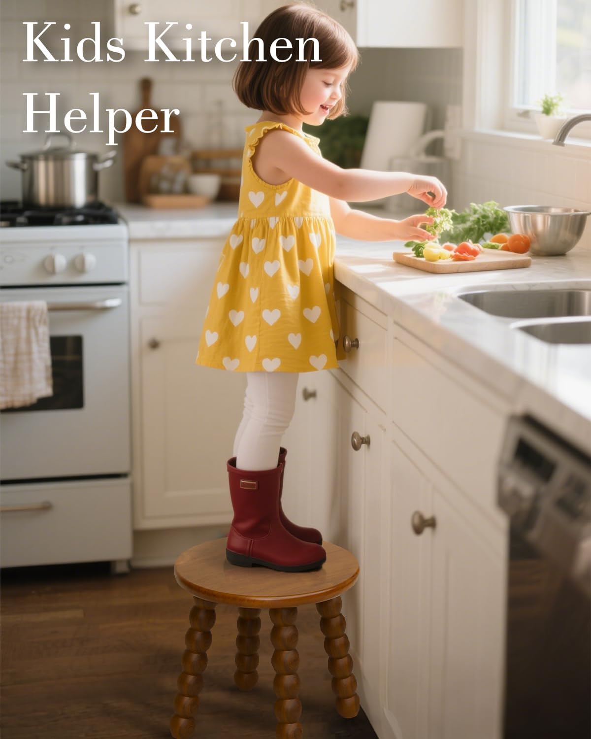 Masupu Solid Wooden Step Stool for Adults Kids, 11 inch Small Foot Stool, Non-Slip One Step Stool, Sturdy Foot Stool for Bathroom, Bedroom, Kichen, Plant Stand(Walnut Brown)