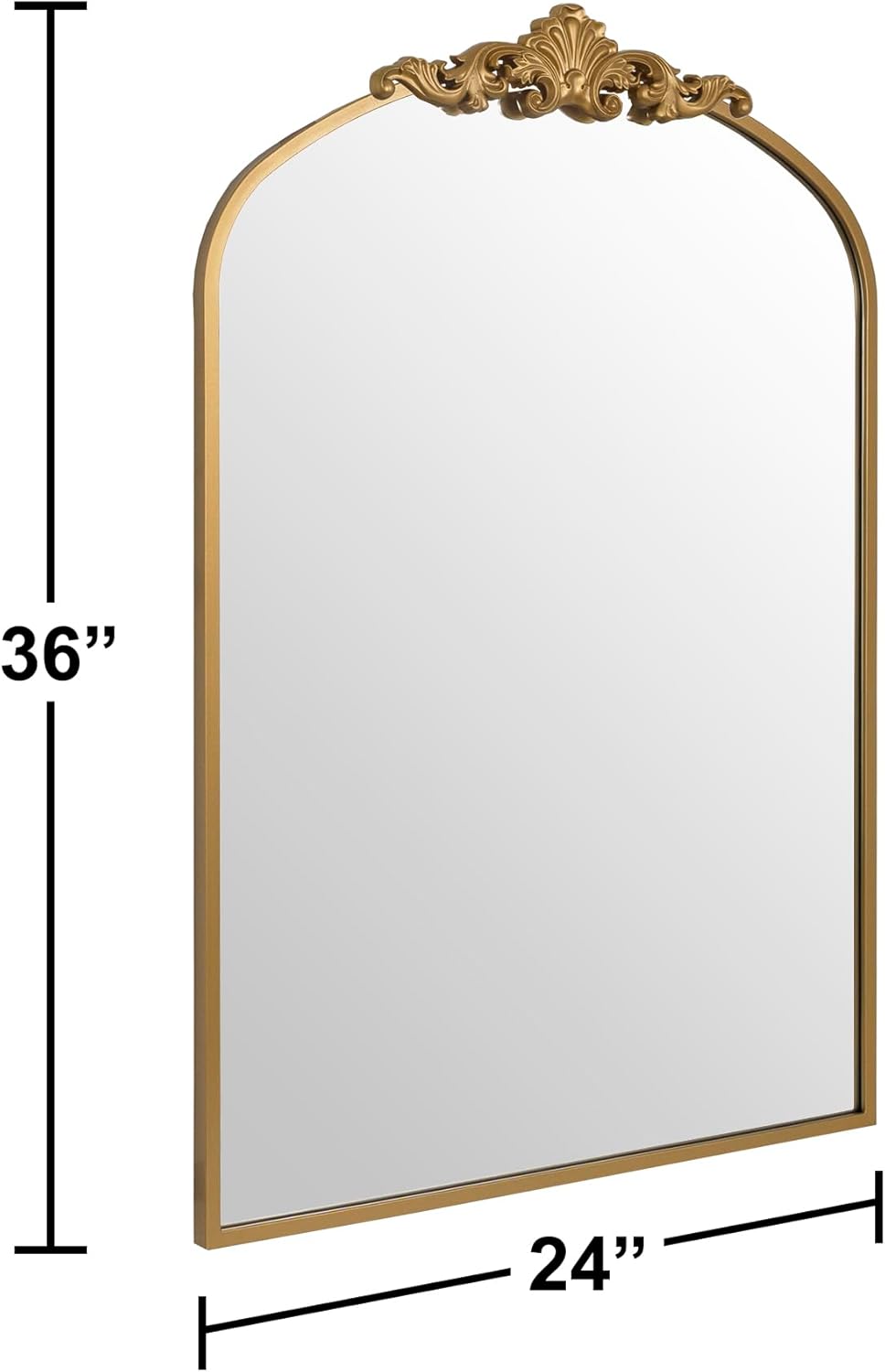 Ruomeng Arched Mirror Traditional Vintage Baroque Inspired Wall Mirror, Gold Wall Mounted Mirror for Entryway Fireplace Hallway Bathroom and Living Room, 24" x 36"