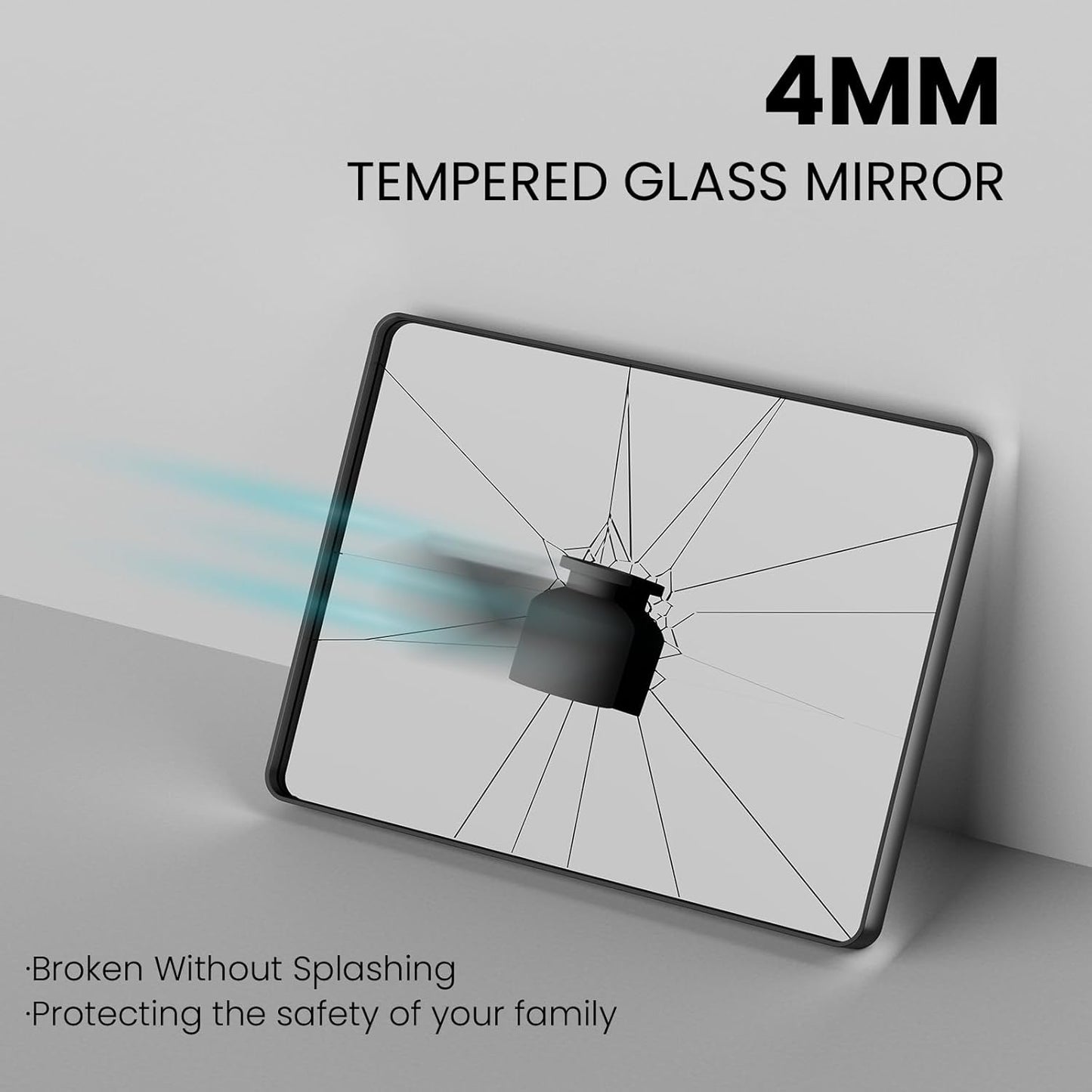 Black Bathroom Mirror 36X36 Inch, Black Metal Framed Mirror for Wall, Rounded Rectangle Matte Bathroom Vanity Mirror with Tempered Glass, Anti-Rust, Horizontal/Vertical