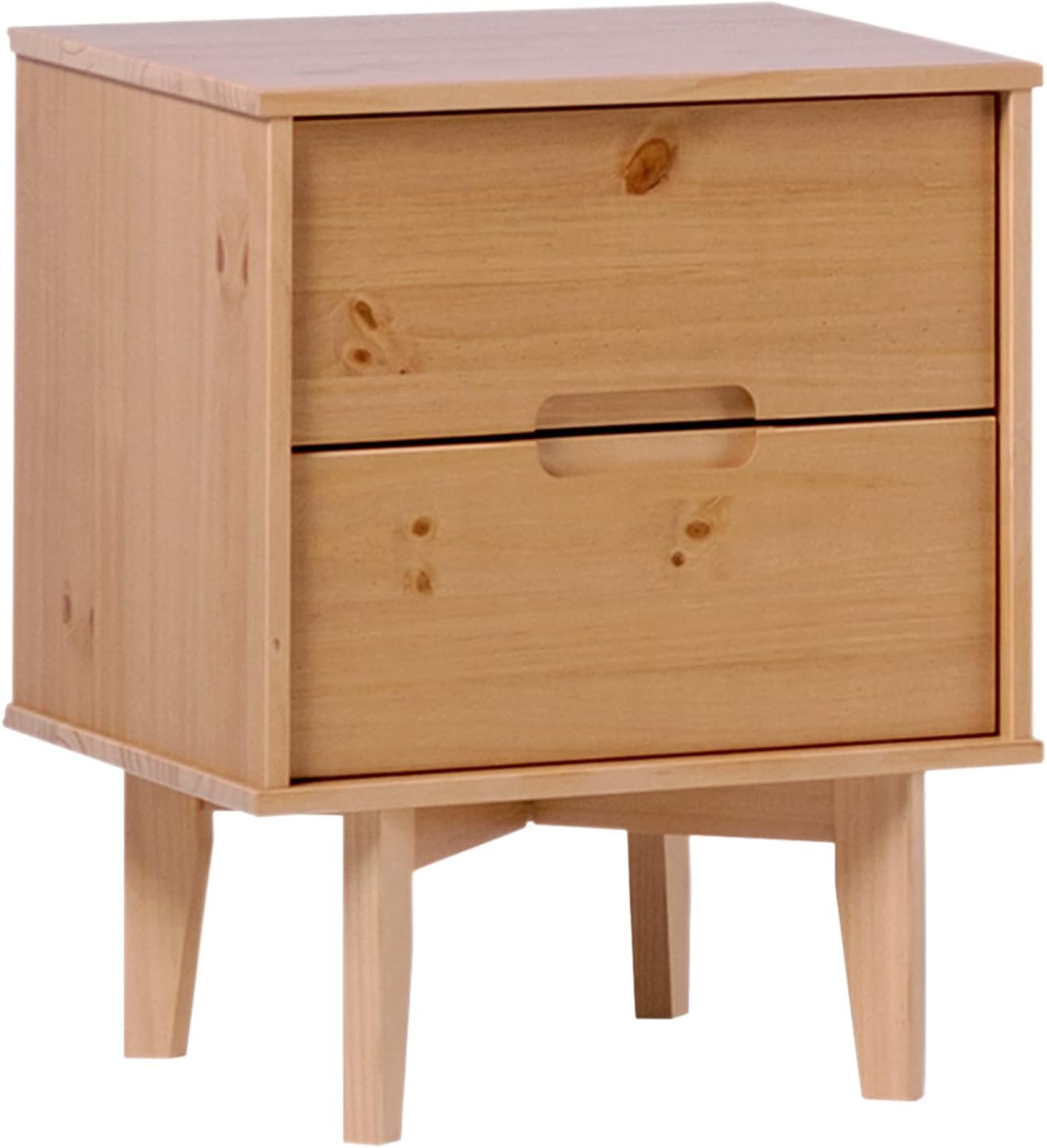 Brynn Modern Solid Wood Groove Handle Nightstand 24 Inch Natural Pine