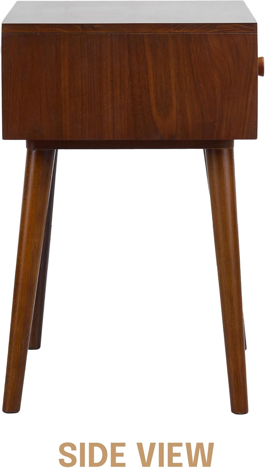 NTC Lux Solid Wood Nightstand with Drawer, Mid Century Modern Side Table Bedroom, Bedside Furniture, Night Stand, End Table, Easy Assembly - Dark Walnut