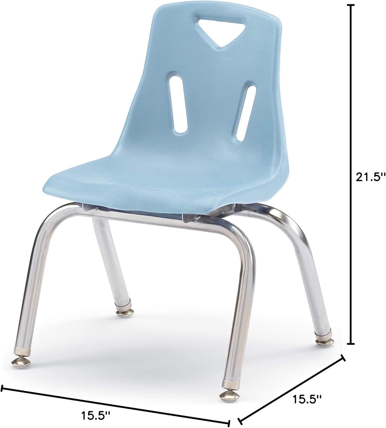 Berries Jonti-Craft 8142JC6131 Stacking Chairs with Chrome-Plated Legs, 12" Height, Coastal Blue, Pack of 6