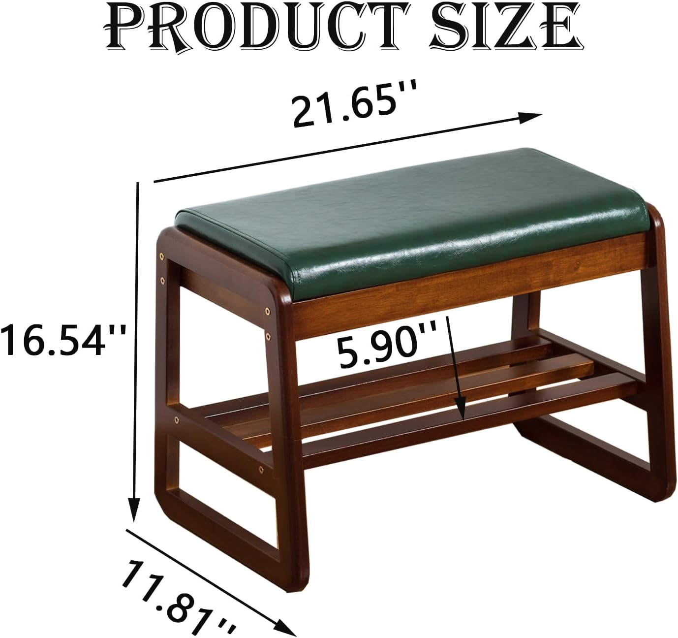 latifolia Shoe Rack Bench, Entryway Shoe Bench with Cushion, Flip-Open Storage Compartment, 2-Tier Shoe Organizer(Green,21.65''L)