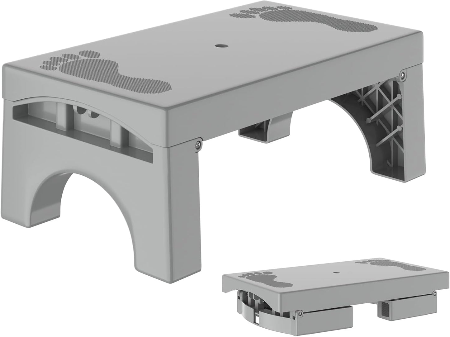 Folding Step Stool for Adults Kids, Heavy Duty Non-Slip Foldable Stepping Stool with 400-LBS Capacity, Safety Collapsible Foot Step Stool for Bathroom Bedroom Kitchen, Bed Steps for High Beds, Gray