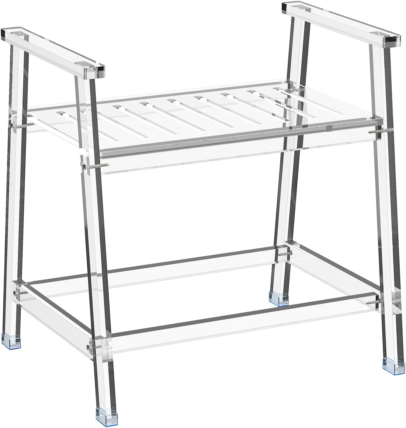 Acrylic Shower Chair with Arms - 23.62" Clear Shower Bench with Handle for Inside Shower Heavy Duty Shower Stool for Seniors Elderly Non-Slip Waterproof Indoor and Outdoor