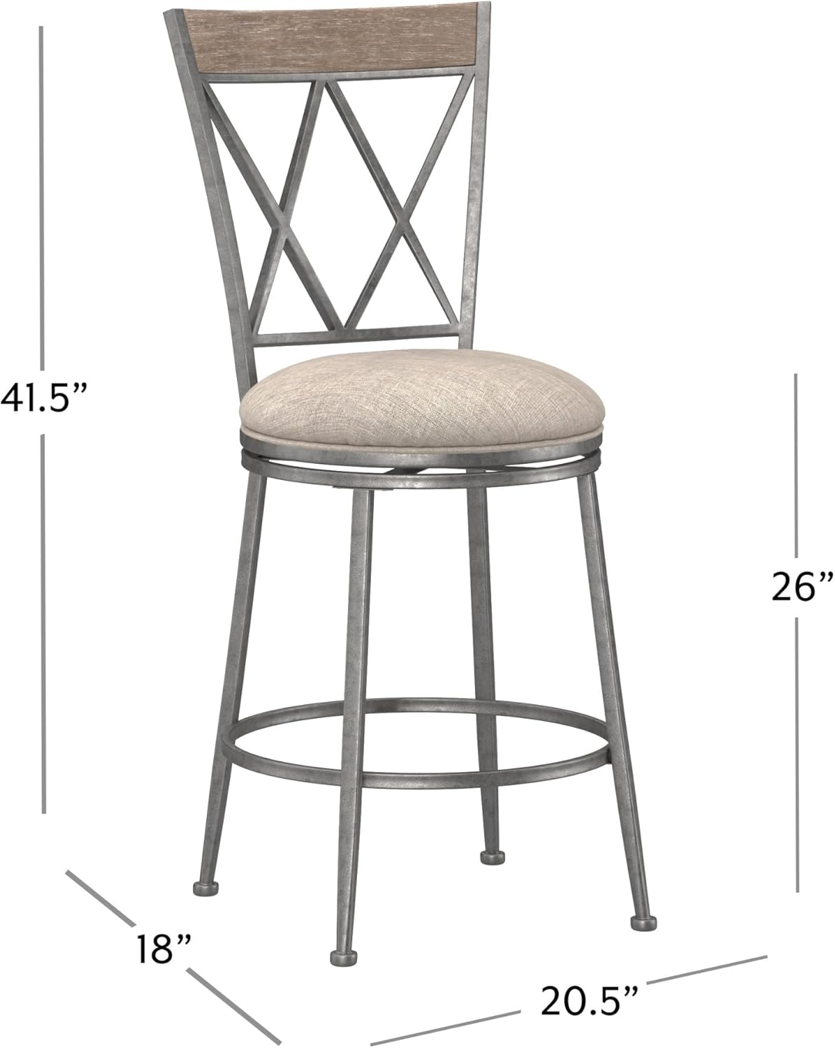 Hillsdale Stewart Indoor/Outdoor Swivel Counter Height Stool, Aged Pewter