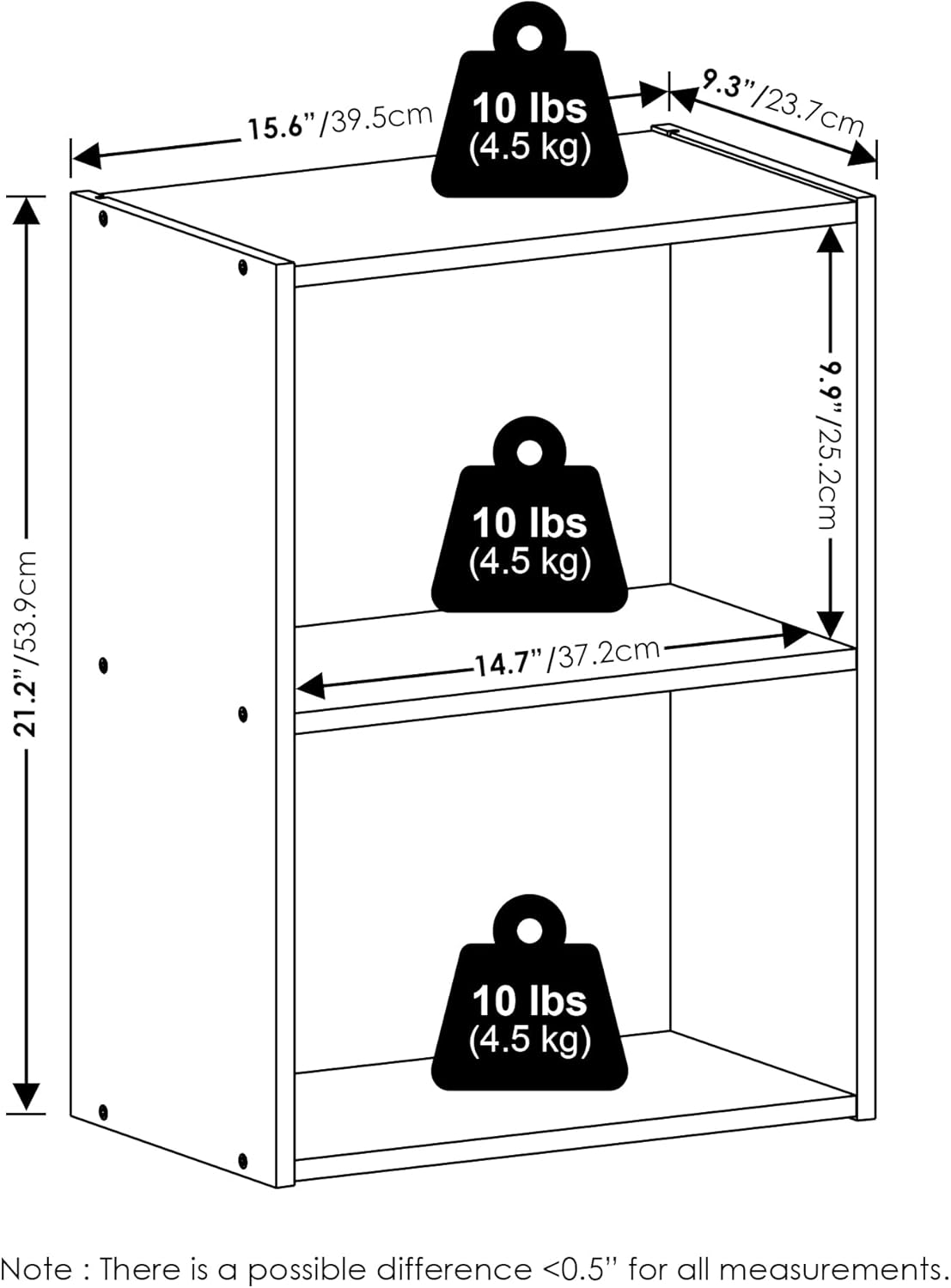 Furinno Luder 2-Tier Open Shelf Bookcase, Amber Pine