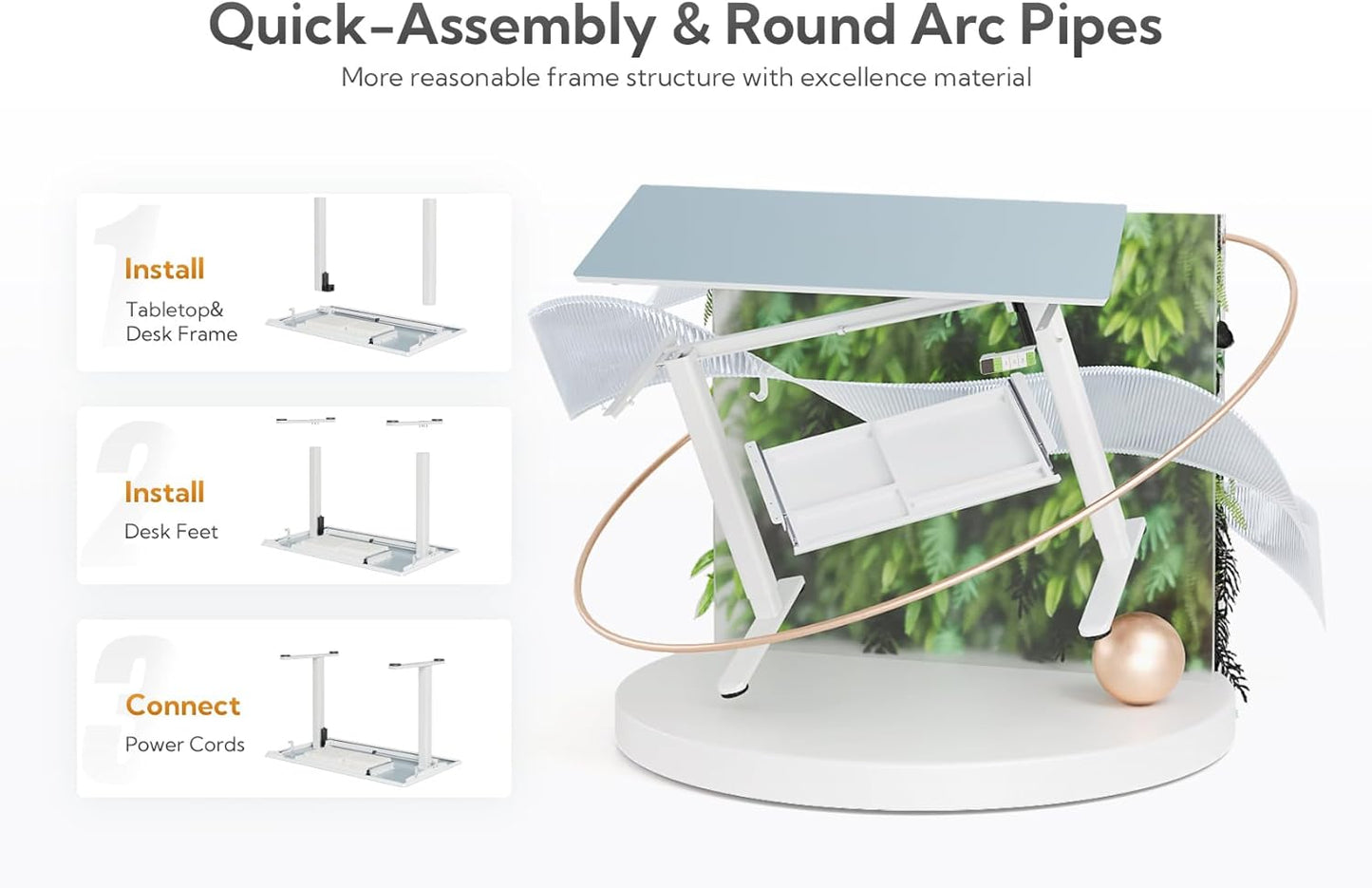 INNOVAR Glass Standing Desk with Drawers, Adjustable Height Stand Up Desk, Electric Standing Desks with Storage, 48 inch, Morandi Blue