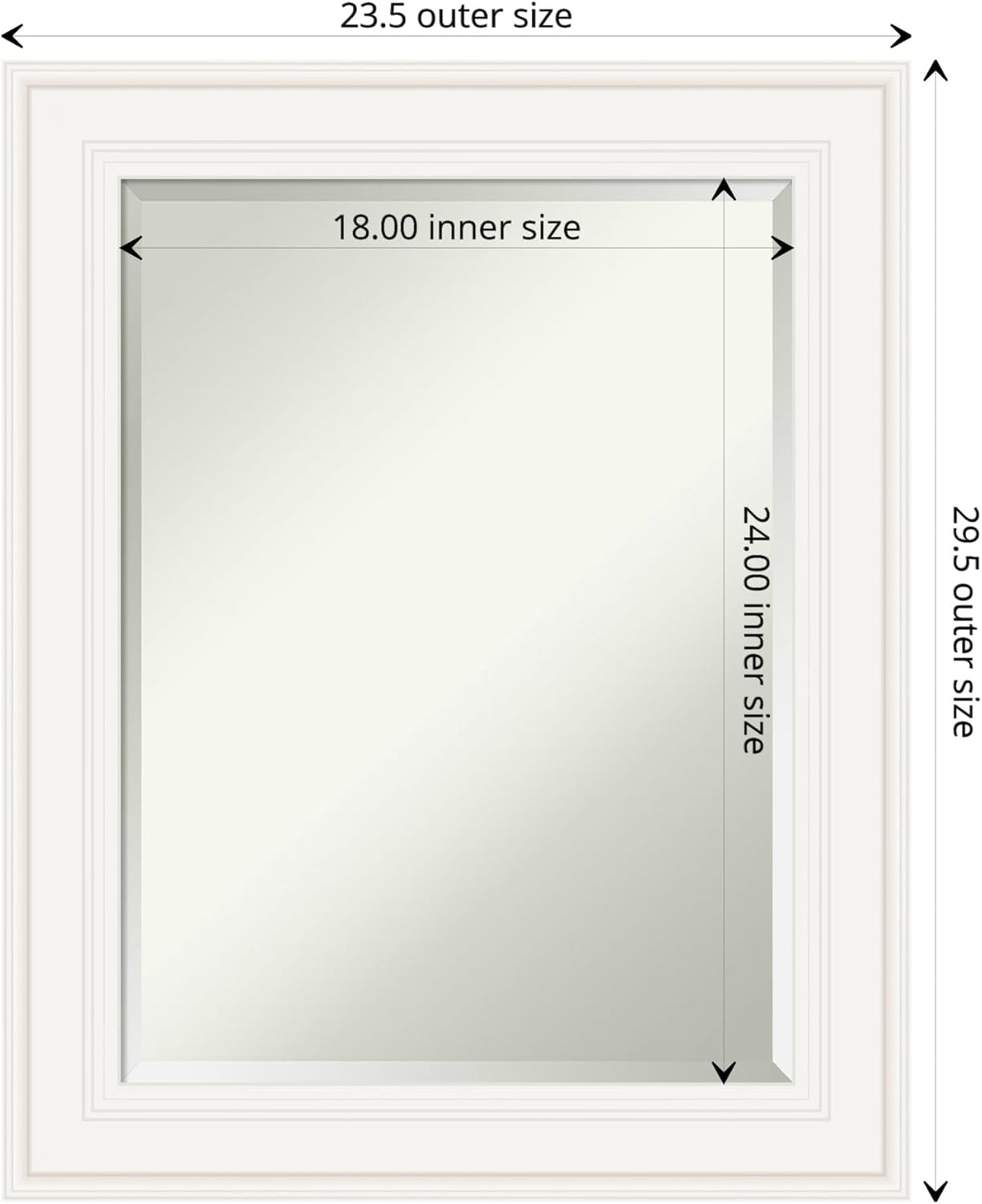 Amanti Art White Bathroom Mirror for Over Sink, 30x24 Ridge White Rectangle Vanity Mirror, Medium Traditional Frame, Hangs Horizonally and Vertically, Bathroom Wall Decor, Beveled Edge from WI, USA