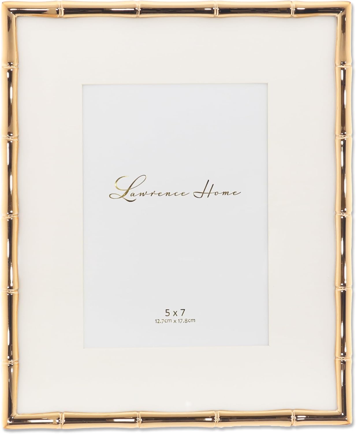 Lawrence Frames Bamboo Design Metal Frame, 8x10, Matted 5x7, Gold