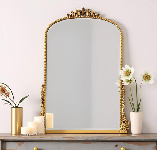 SHYFOY Traditional Gold Wall Mirror, Decorative Antique Wall Mirror, Vintage Mirrors for Wall Decor, Baroque Large Mirrors for Living Room Entryway Powder Room 31.5" x 23.6" Antique-Inspired décor