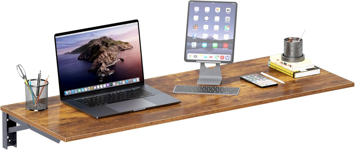 Need Fold Wall Mounted Table Folding Workbench Length 47.2" Width 20" Perfect Addition to Garage & Shed/Home Office/Laundry Room/Home Bar/Kitchen & Dining Room Rustic Brown AC15-12050FG-ND