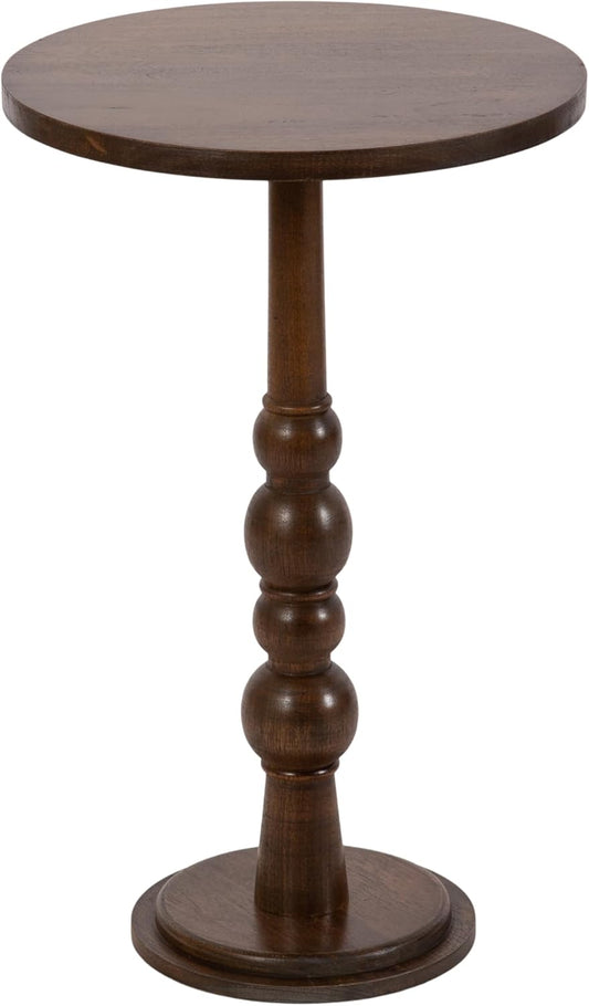 Kate and Laurel Wegner Traditional Wooden Round Side Table, 16 x 26, Brown, Elegant and Durable Pedestal Table for Use as Living Room End Table, Plant Stand, or Bedroom Nightstand