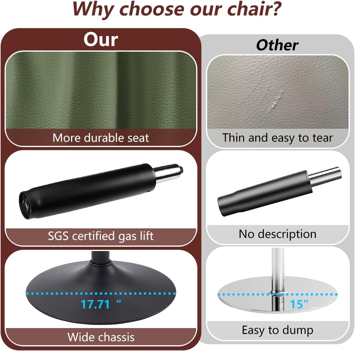 Kidol & Shellder Bar Stools Set of 2 Adjustable Swivel Green, PU Leather Upholstered with Back, Modern Counter Height Stools for Kitchen Island, Home Bar