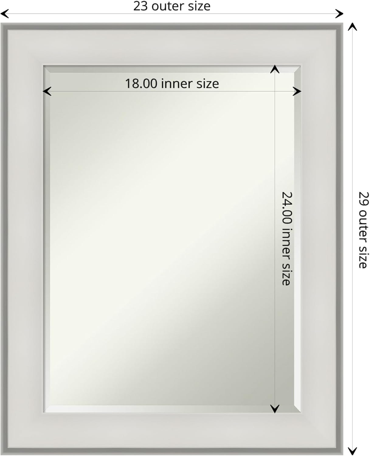 Amanti Art White Bathroom Mirror for Over Sink, 29x23 Imperial White Rectangle Vanity Mirror, Medium Traditional Frame, Hangs Horizonally and Vertically, Bathroom Wall Decor, Beveled Edge from WI, USA