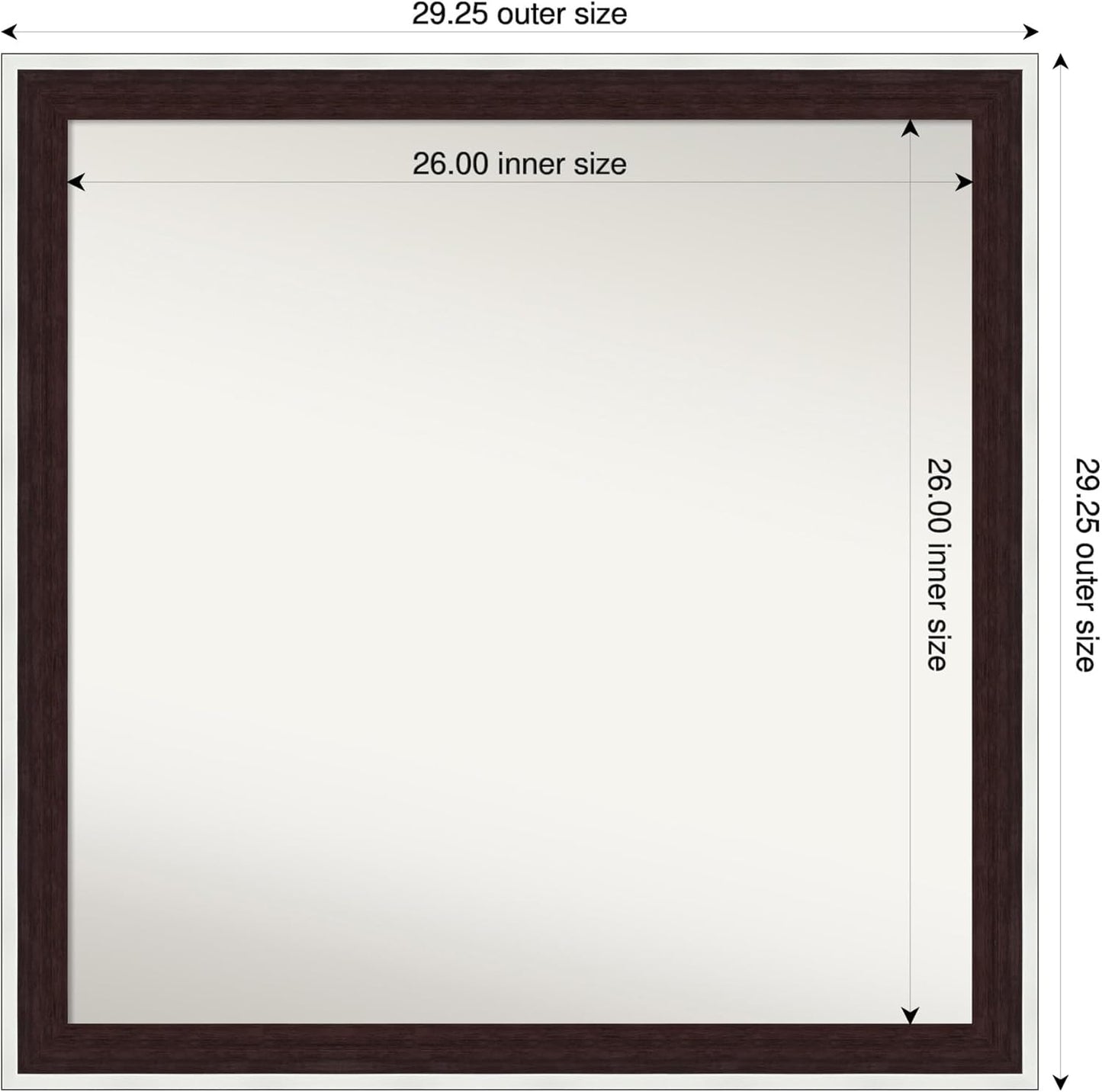 Amanti Art Bathroom Mirror for Over Sink, 29x29 Maya Espresso Silver Square Vanity Mirror, Large Modern Contemporary Frame, Hangs Horizonally and Vertically, Bathroom Wall Decor, Non-Beveled Edge