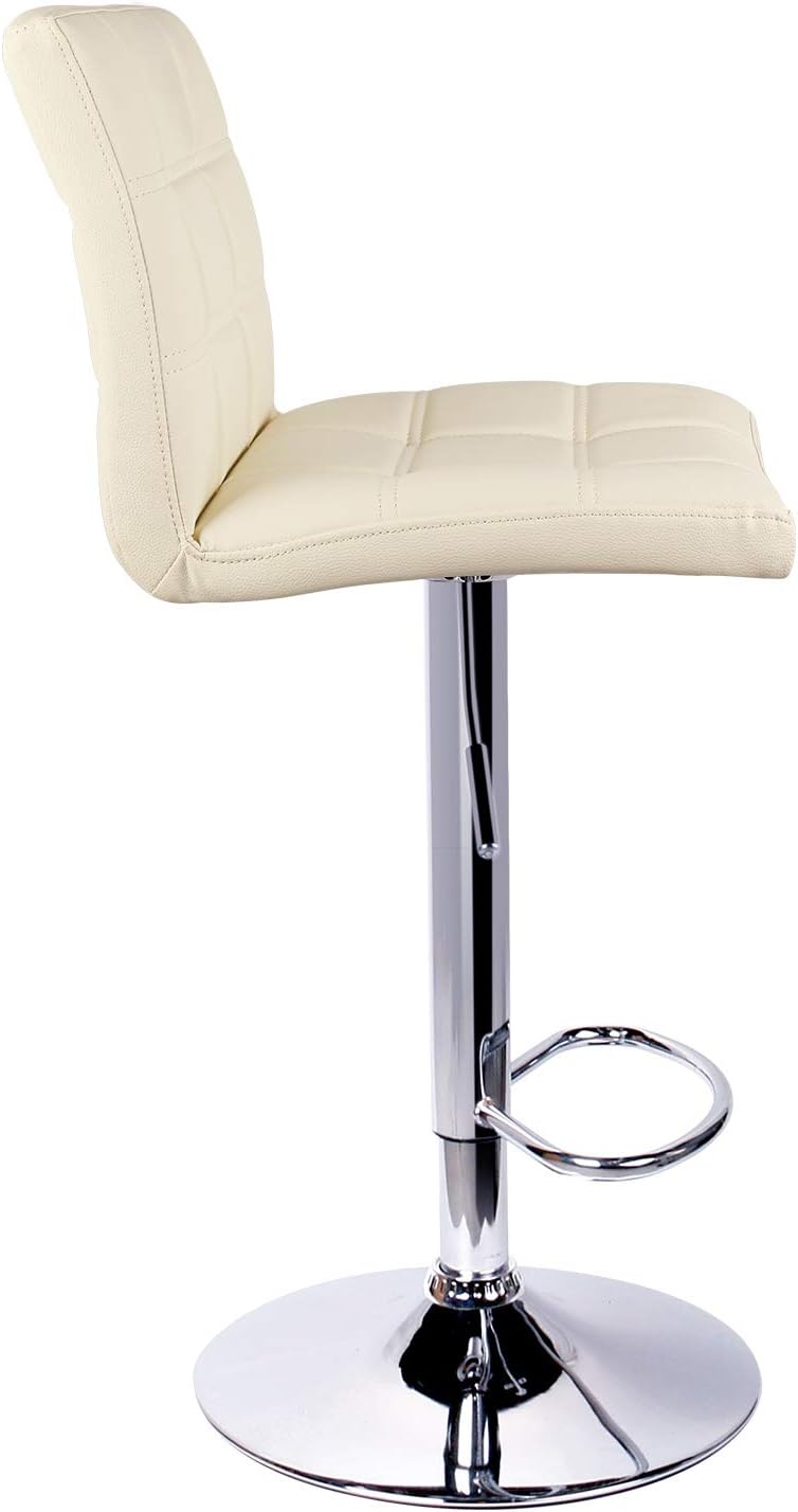 Leopard Modern Square PU Leather Adjustable Bar Stools with Back,Set of 2, Counter Height Swivel Stool (Beige)