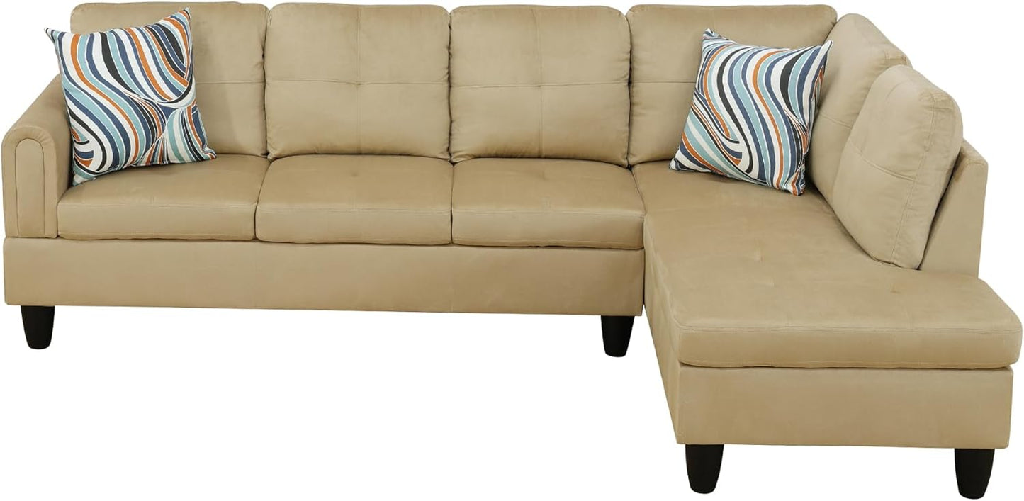 L Shaped Sectional Sofa with Ottoman, Modern Couches for Living Room, Microfiber Facing, Bedroom, Office