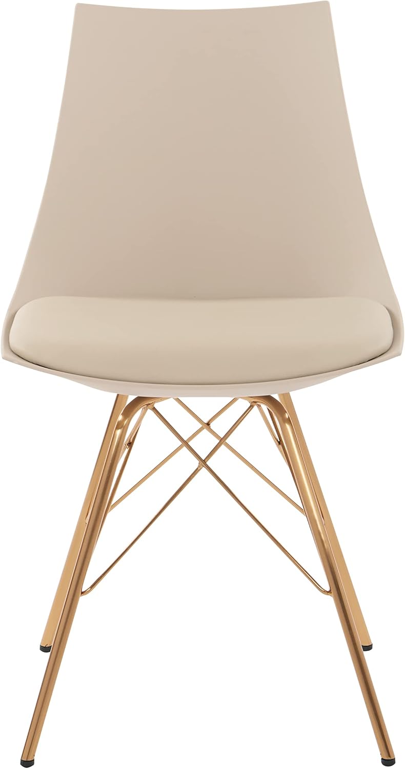 OSP Home Furnishings Oakley Mid-Century Modern Bucket Chair,Faux Leather, Cream