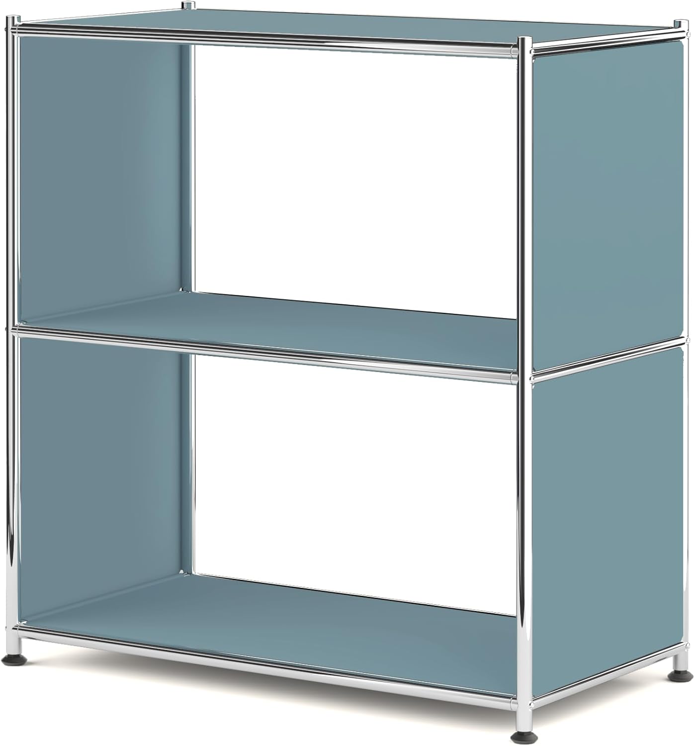 32-Inch 2-Tier Metal Bookcase, Open Shelf Storage Organizer for Living Room, Bedroom, Side Table or Nightstand Use, Modern DIY Assembly, Blue