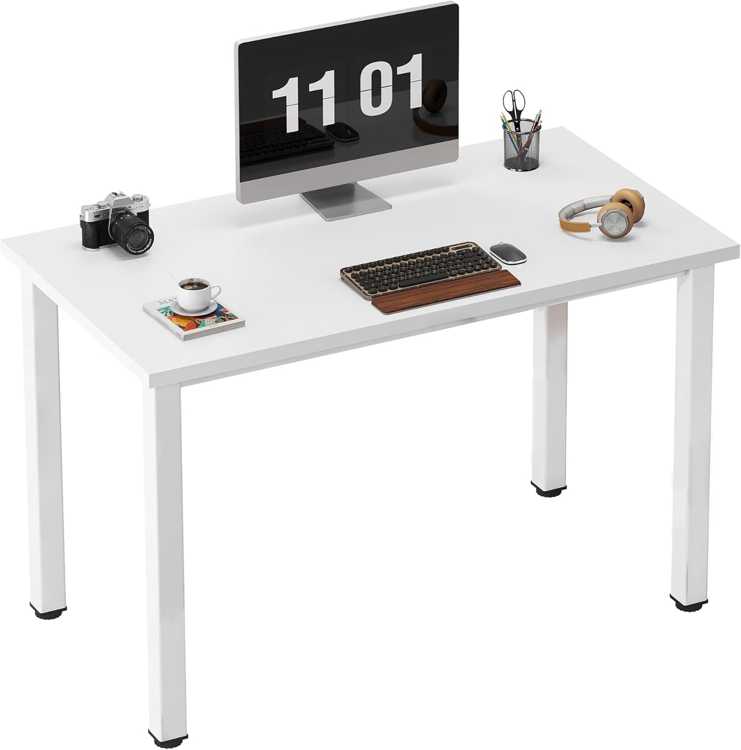 Need Small Desk, 39.4 inches Sturdy Writing Desk for Small Spaces, Small Computer Desk Teens Desk Study Table Laptop Desk Home Ofice Desk, White