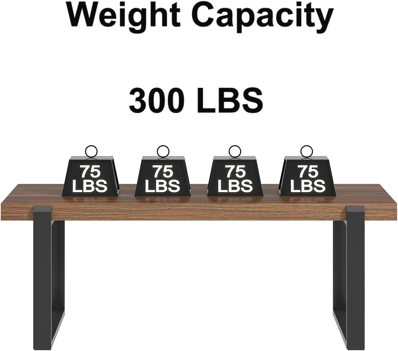 FOLUBAN Modern Coffee Table, Rustic Wood and Metal Center Table, Industrial Rectangle Cocktail Tea Table for Living Room, Walnut, 47 Inch