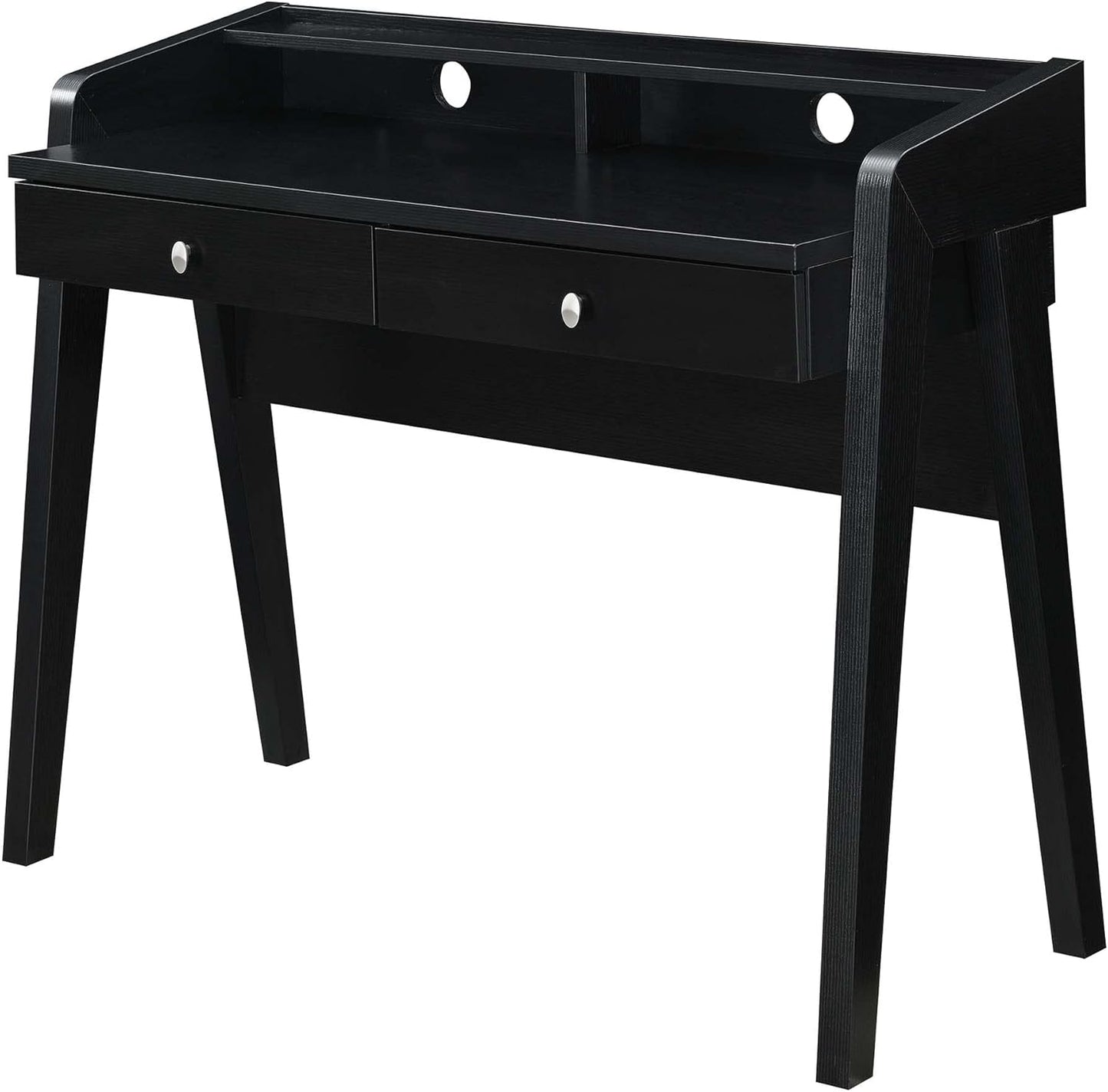 Convenience Concepts Newport Deluxe 2 Drawer Desk with Shelf, Black