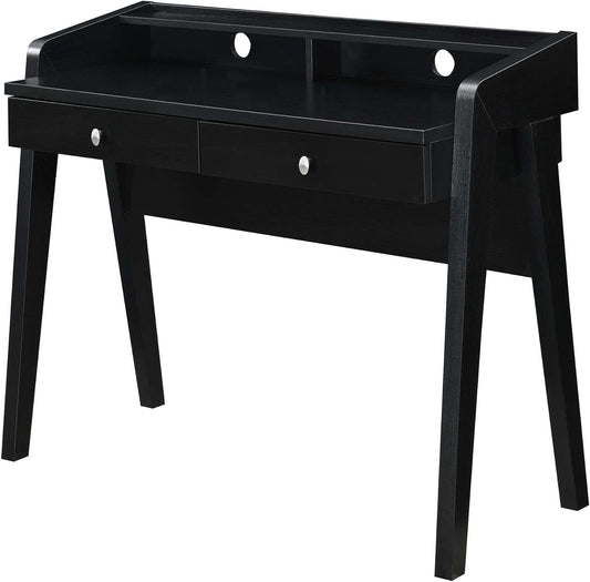 Convenience Concepts Newport Deluxe 2 Drawer Desk with Shelf, Black