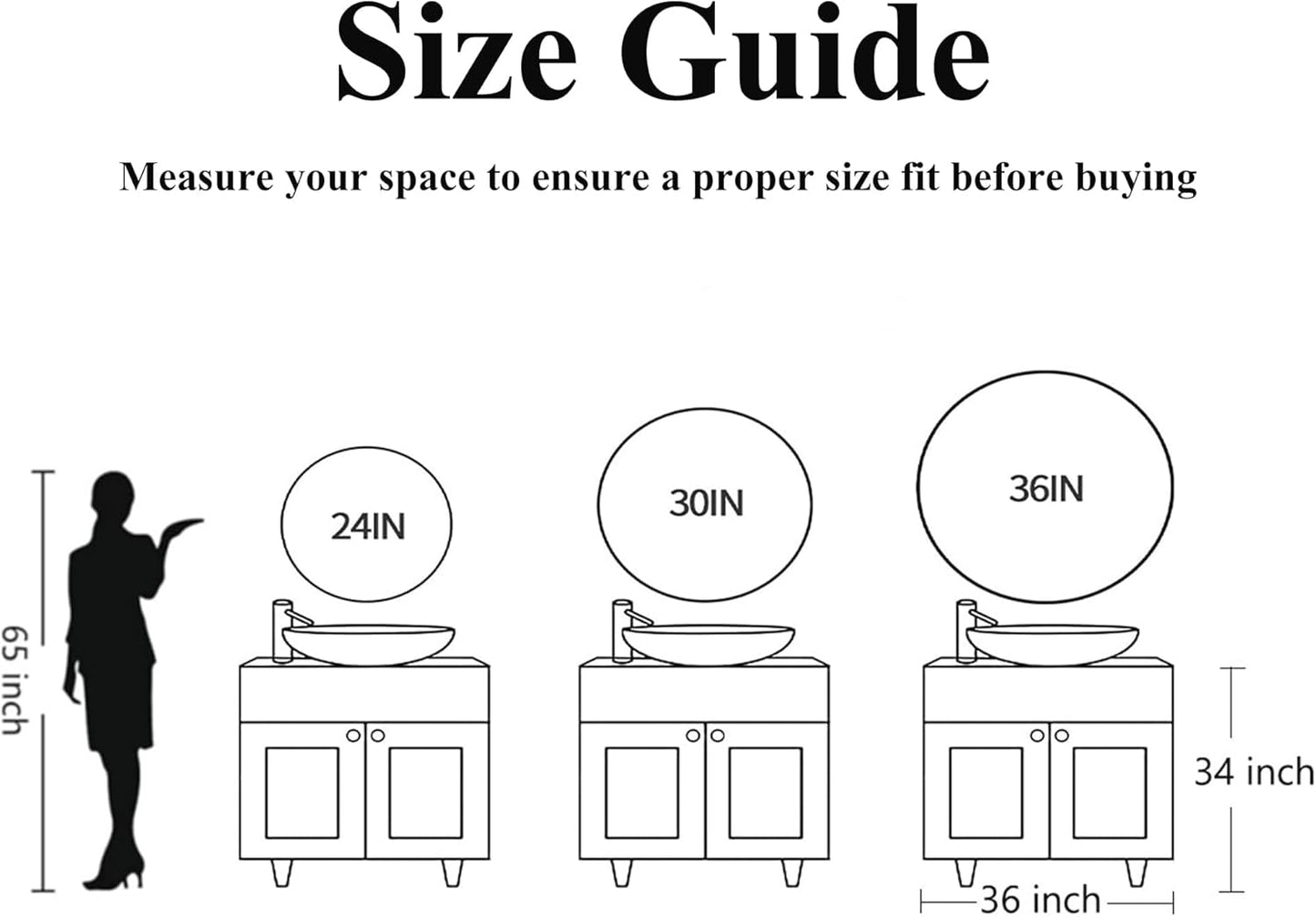 24 inch Round Black Mirror,Brushed Metal Framed Wall Mirror for Bathroom Vanity, Bedroom Decor, Living Room, Entryway