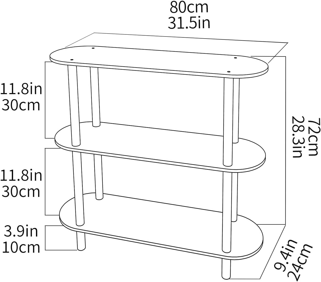 Clear Bookshelf, Acrylic Bookcase with Open Book Shelf Console Table for Entryway Office Living Room Bedroom (3 Tier Clear)