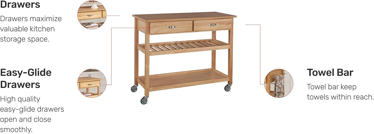 Homestyles General Line Natural Mobile Kitchen Cart