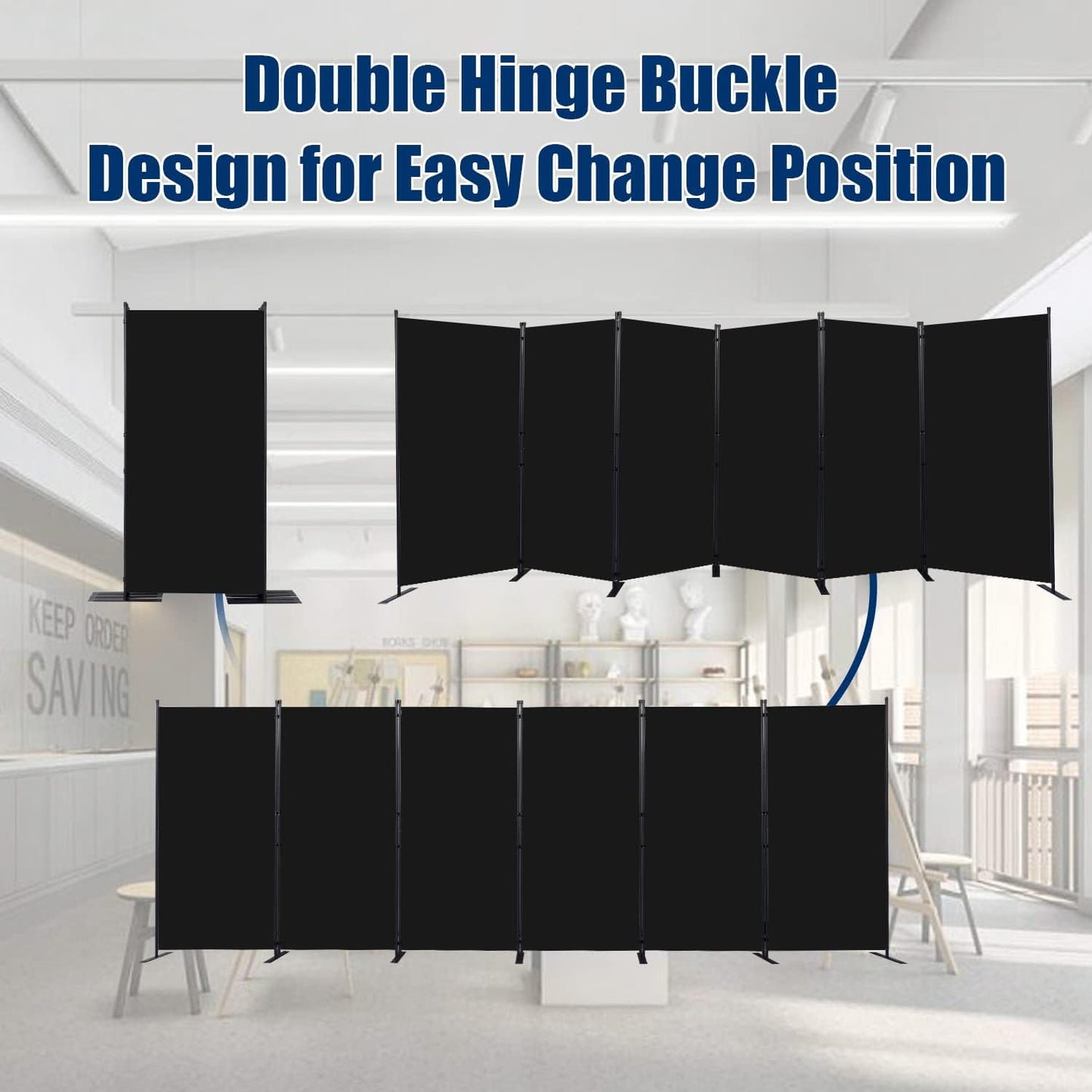 Room Divider 6FT Portable Room Dividers and Folding Privacy Screens, 204'' W Fabric Divider for Room Separation, 6 Panel Partition Room Dividers Freestanding Wall Divider Screen for Dorm Studio Office