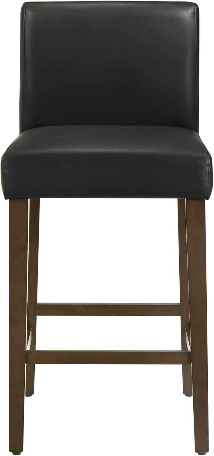 CHITA Counter Height Bar Stools Set of 2, 27" H Seat Height Upholstered Barstools, PU Leather in Black