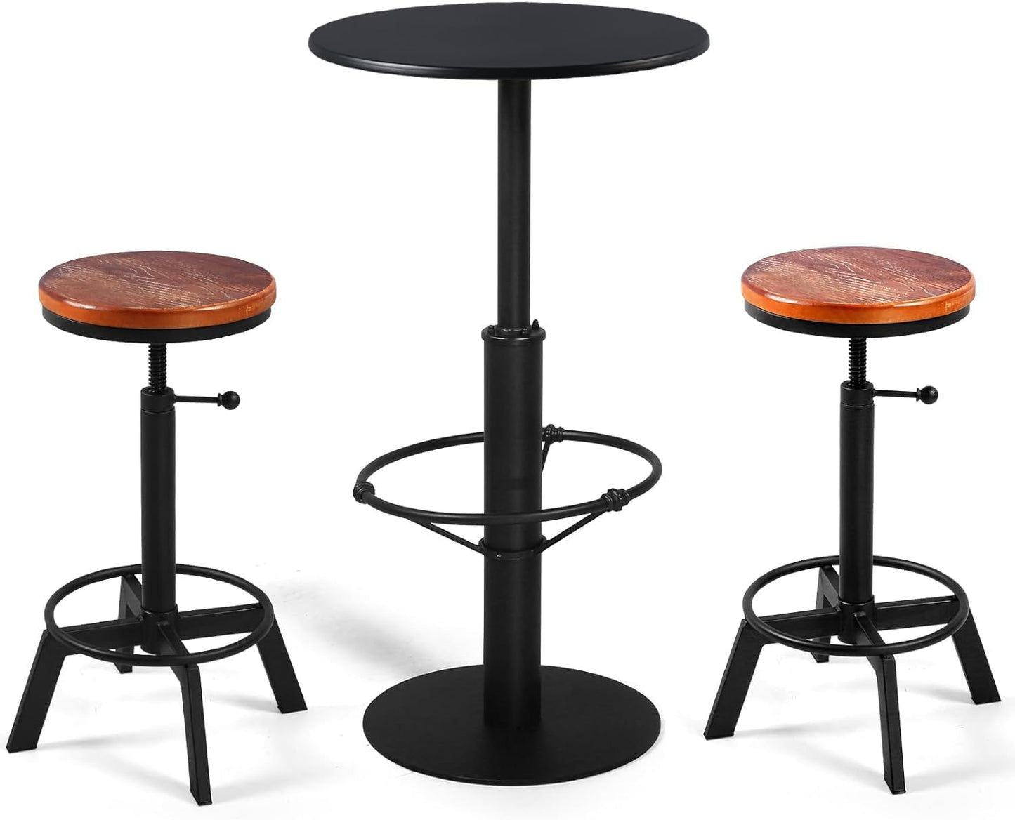 Diwhy Industrial Pub Table 23.6" Iron Round Desktop 37.4" Height Cast Iron Bar Table Black