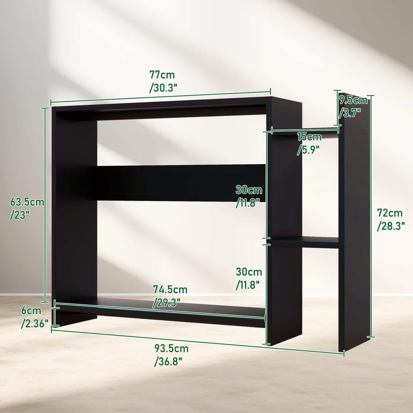 IBUYKE Desktop Bookshelf,36.8" Desktop Organizer Shelf,Wood Desk Hutch for Computer Monitor,Display Shelf for Office Home Dormitory,Black TMZ008B