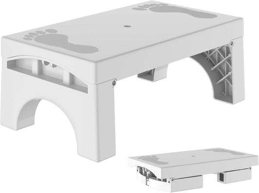 Folding Step Stool for Adults Kids, Heavy Duty Non-Slip Foldable Stepping Stool with 400-LBS Capacity, Safety Collapsible Foot Step Stool for Bathroom Bedroom Kitchen, Bed Steps for High Beds, White