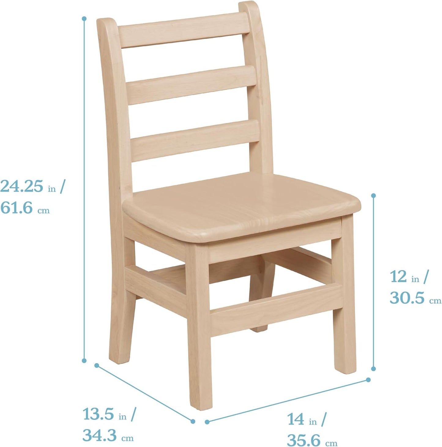 ECR4Kids 30in x 30in Square Hardwood Table and Chair Set, 12in Seat Height, Kids Furniture, Antique White