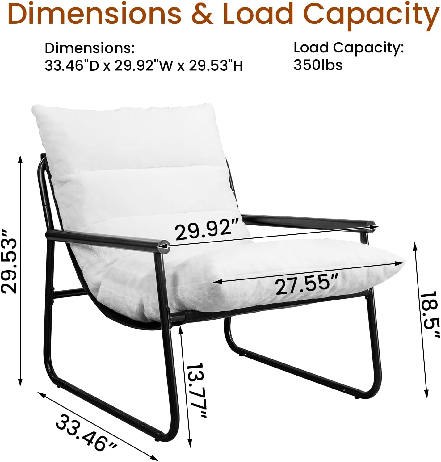 Plush Modern Accent Chair Single Comfy Chair for Bedroom — Ergonomic Lounge Chair with Stylish Upholstery, Space-Saving Design & Easy Assembly White